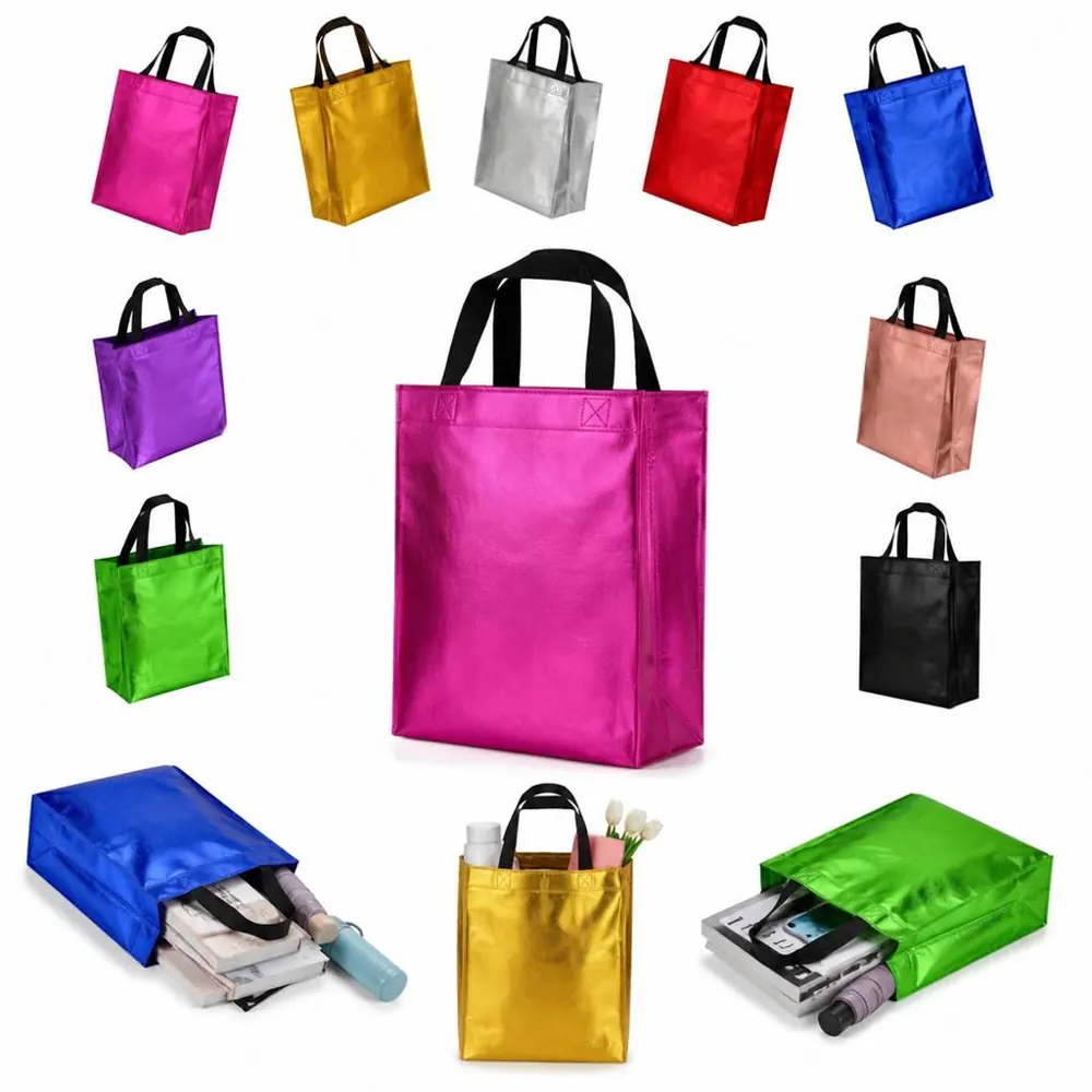 Metallic Glossy Reusable Tote Bag for Shopping and Everyday 2