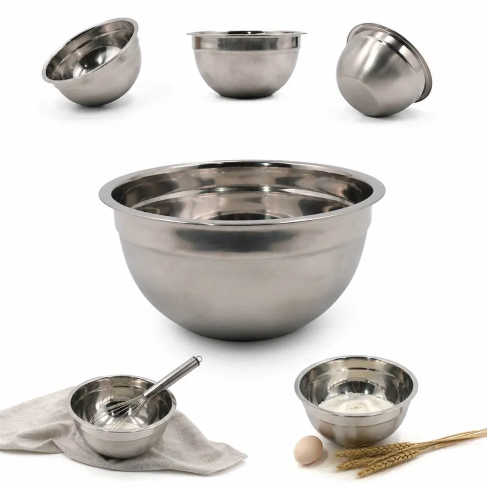 Brushed Stainless Steel Mixing Bowl with Wide Rim 2