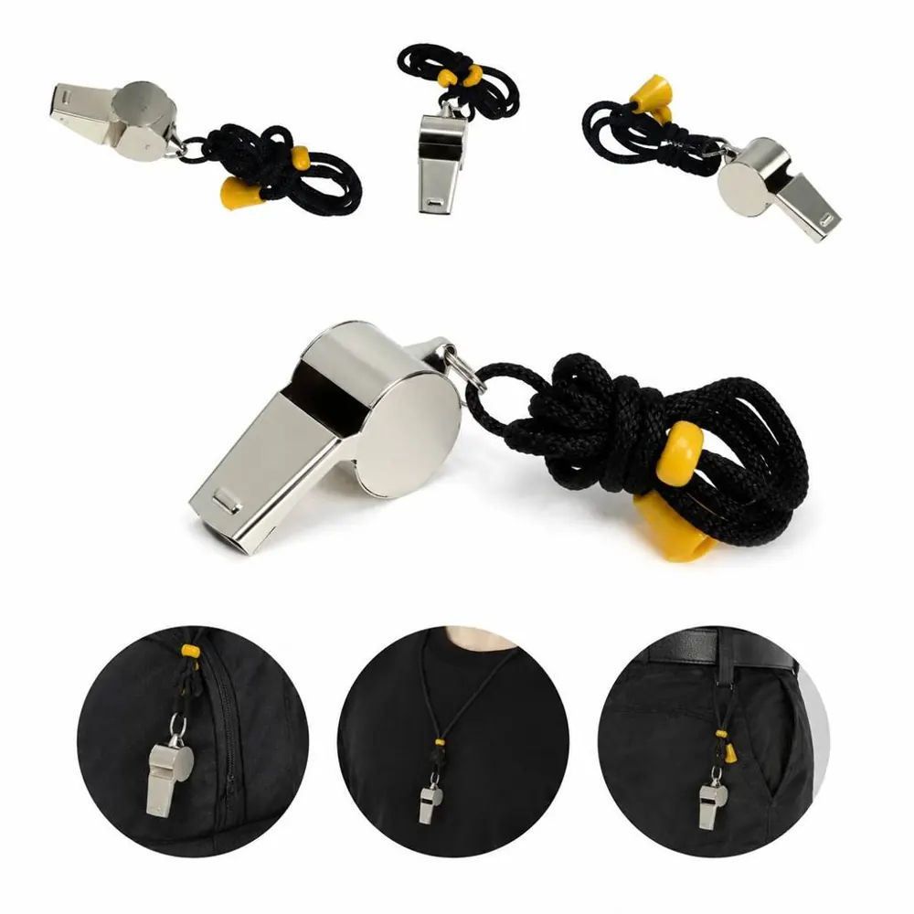 Stainless Steel Sports Whistle with Lanyard for Coaches 2