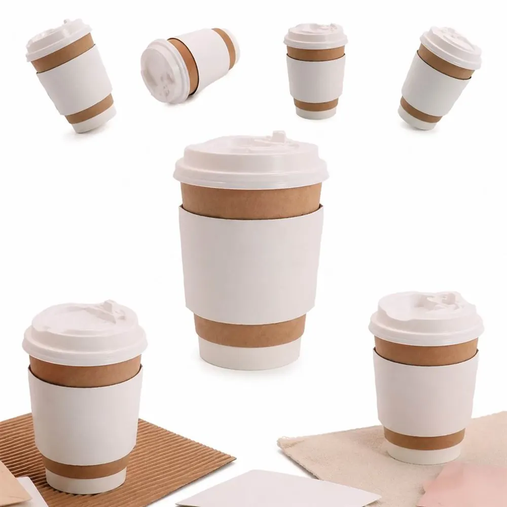Customizable Paper Cup with Insulated Sleeve and Lid 2