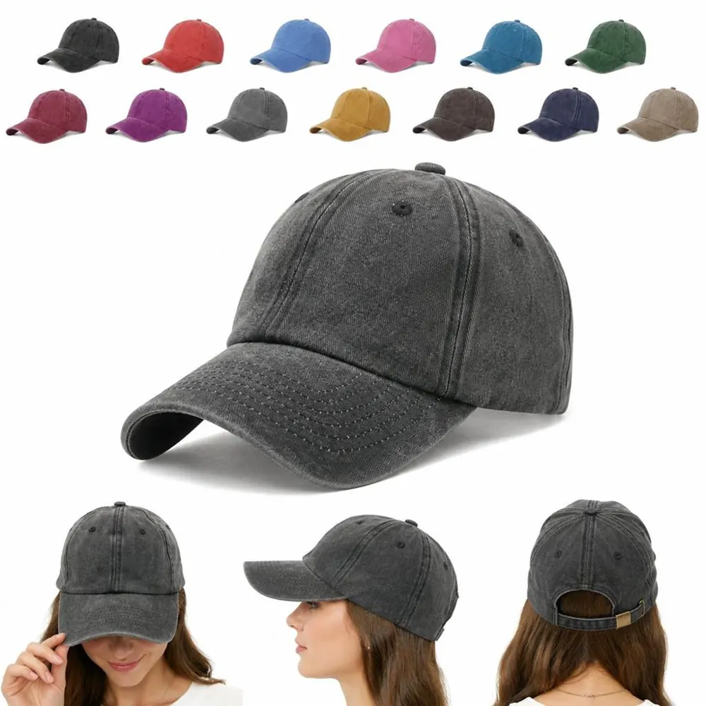 Custom Washed Cotton Baseball Cap with Adjustable Strap 2