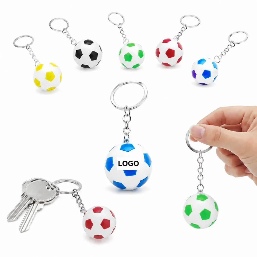 Mini Soccer Ball Keychain with Stitched Pattern for Keys
