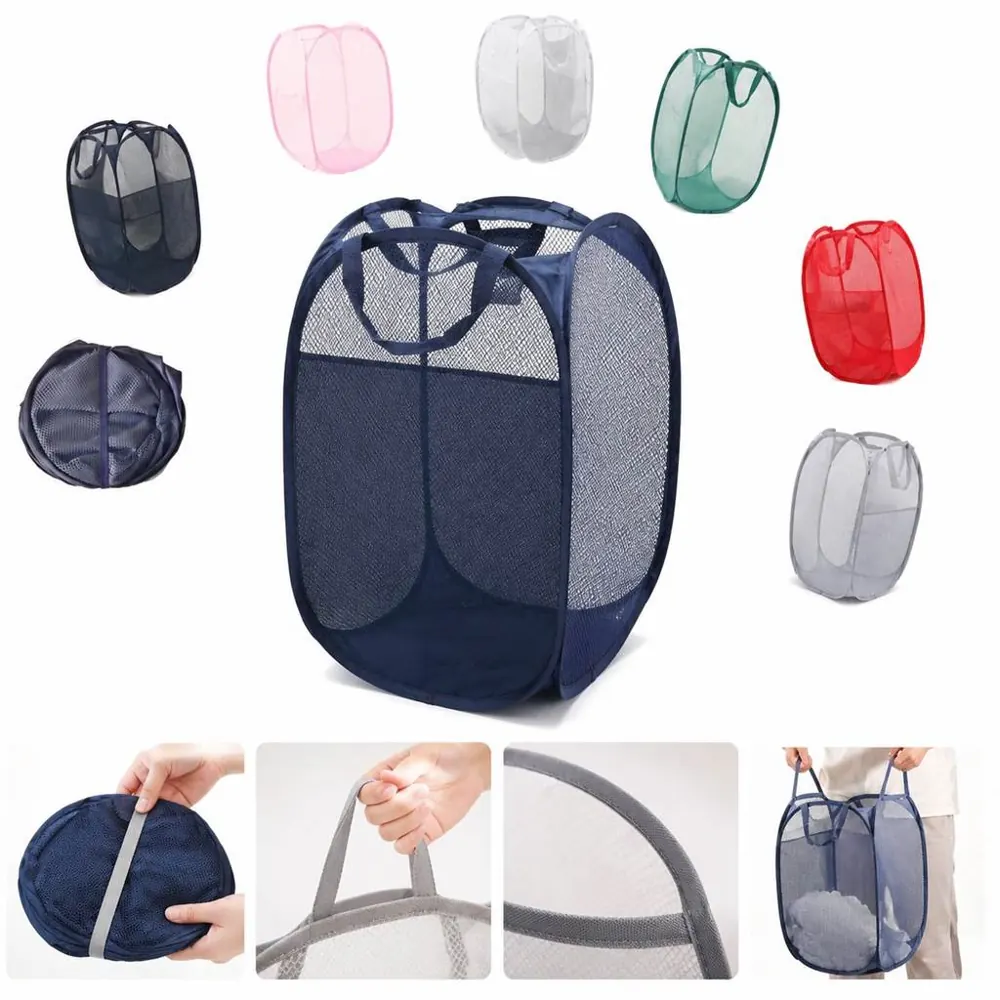 Collapsible Mesh Laundry Basket with Handles, Space-Saving 2