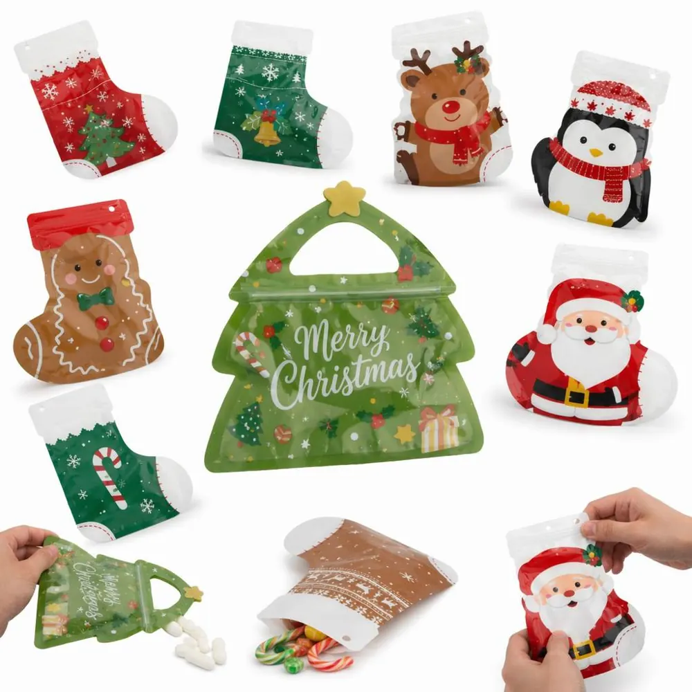 Christmas Tree Zip Gift Pouches with Handle 2