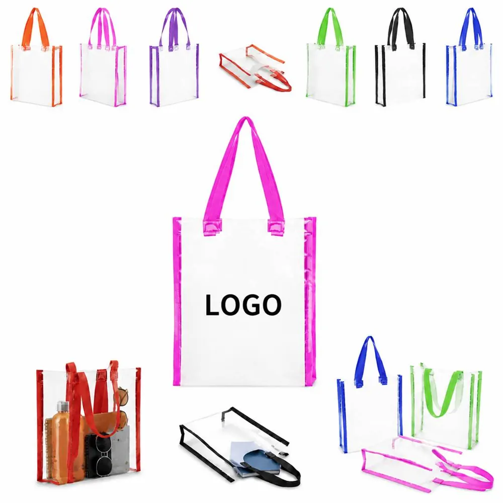 Clear PVC Stadium Tote Bag Waterproof Open-Top for Events