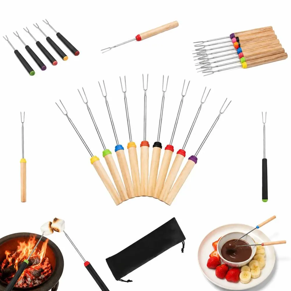 32in Telescoping Camping Skewers for Grilling Meat 2