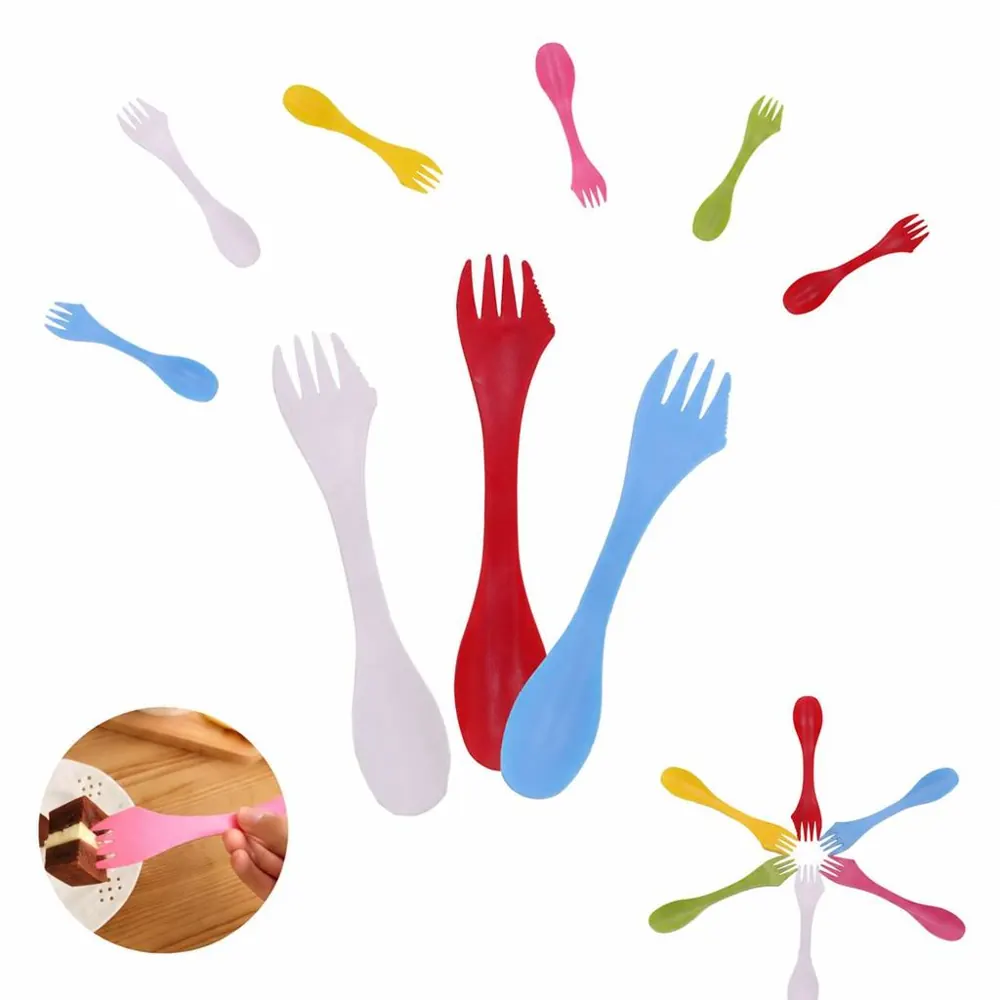 Dual-End Plastic Spoon Fork for Eating and Stirring 2