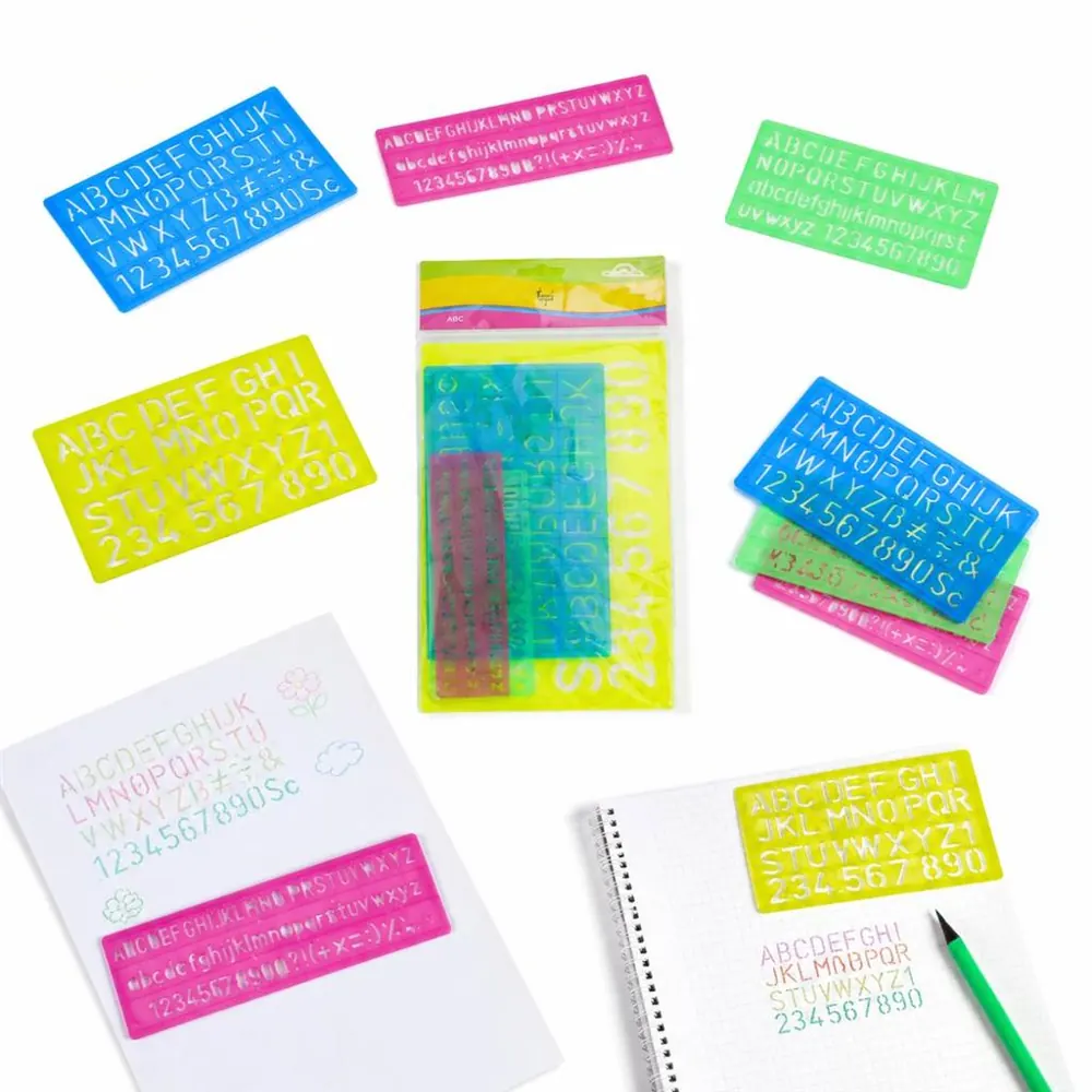 4-Piece Plastic Letter & Number Stencils for Drawing 2