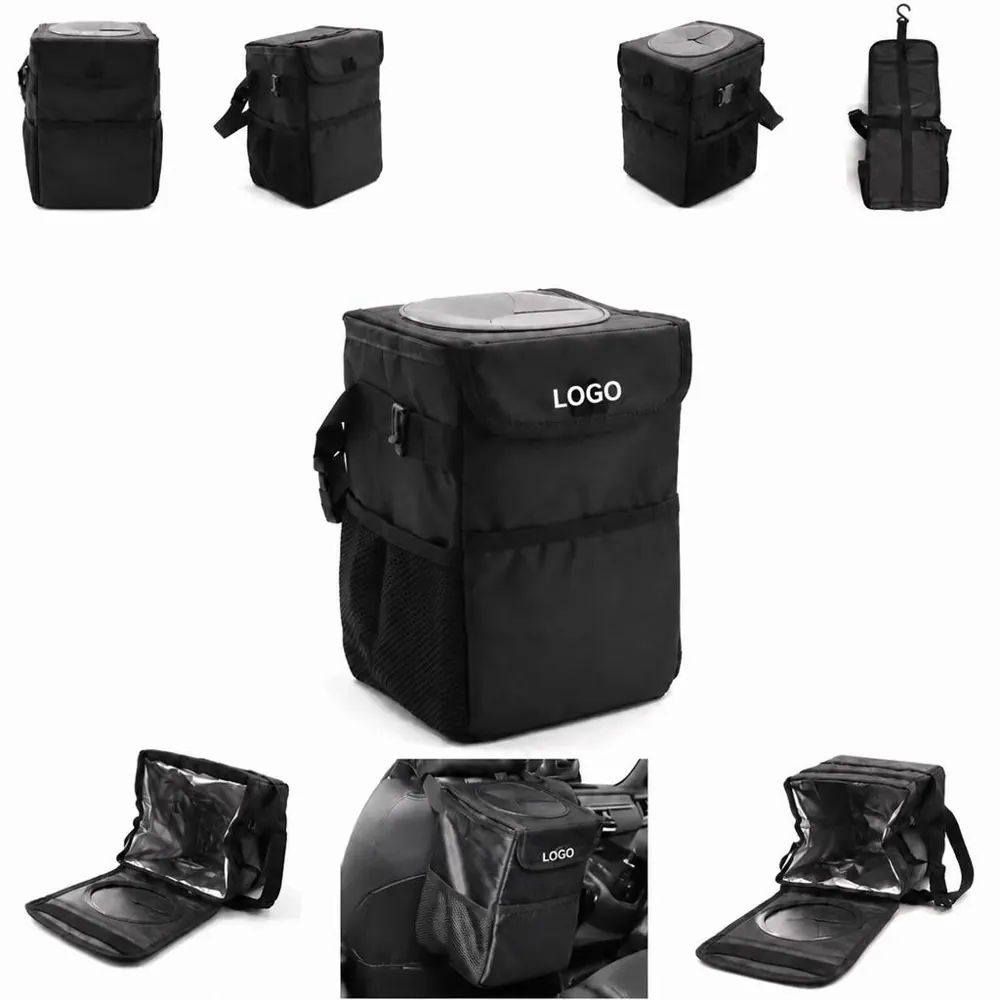 Foldable Waterproof Car Trash Can with Storage Pockets