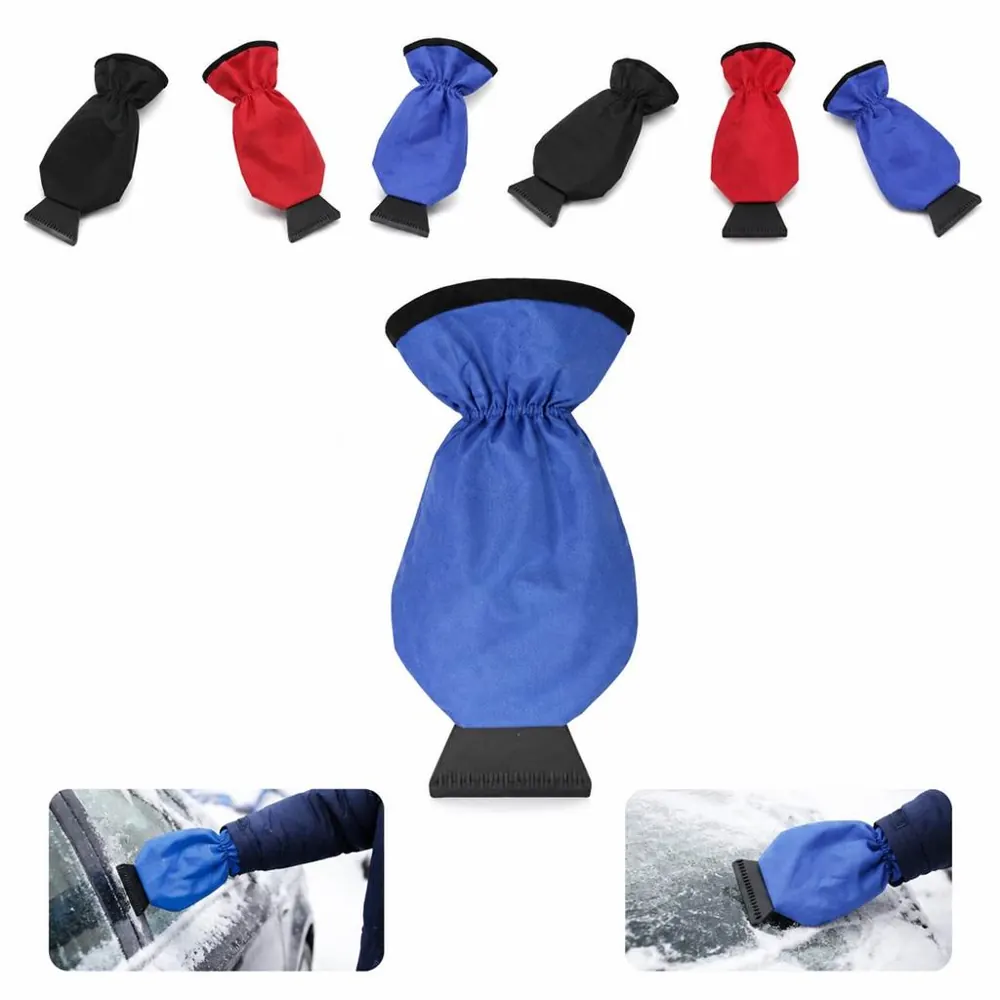 Fleece-Lined Ice Scraper Gloves for Car Windshield Snow 2