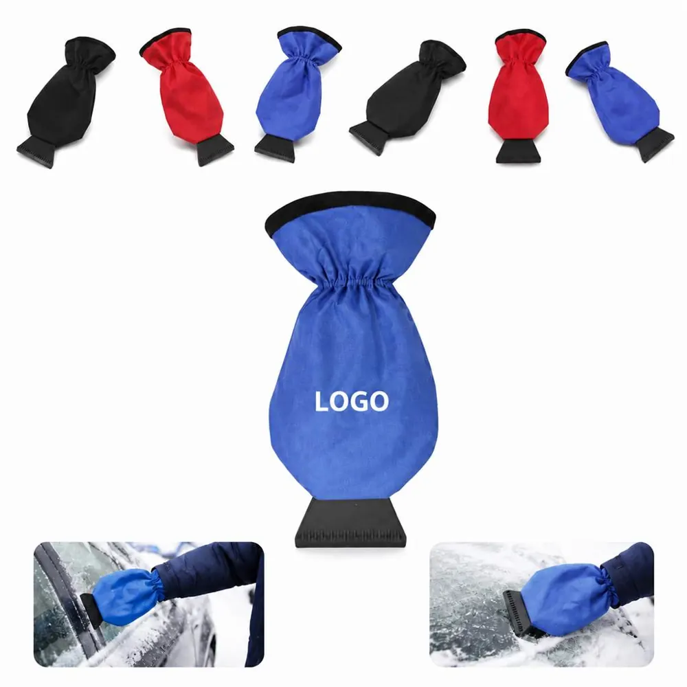 Fleece-Lined Ice Scraper Gloves for Car Windshield Snow