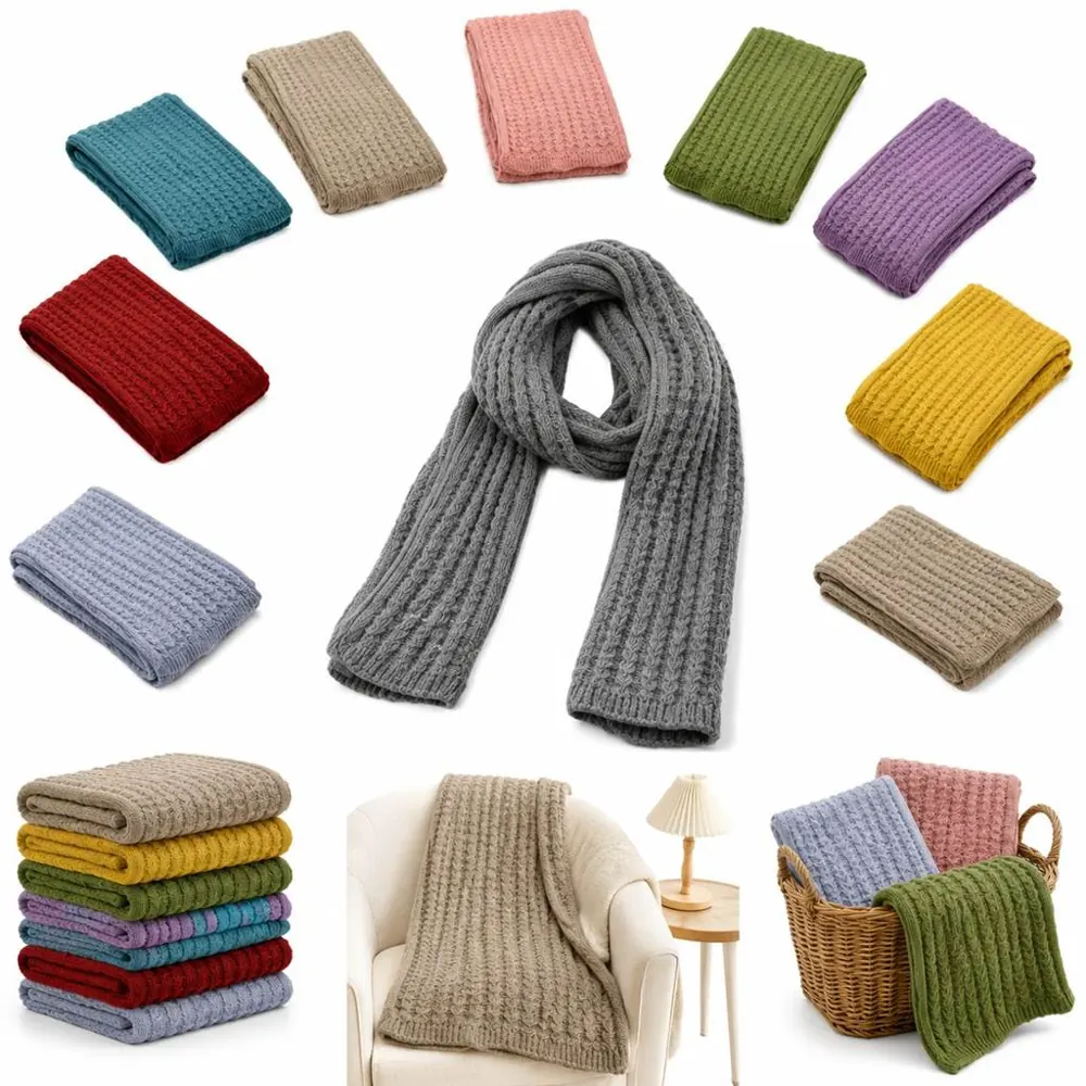 Chunky Waffle Knit Scarf for Warm Winter Style 2