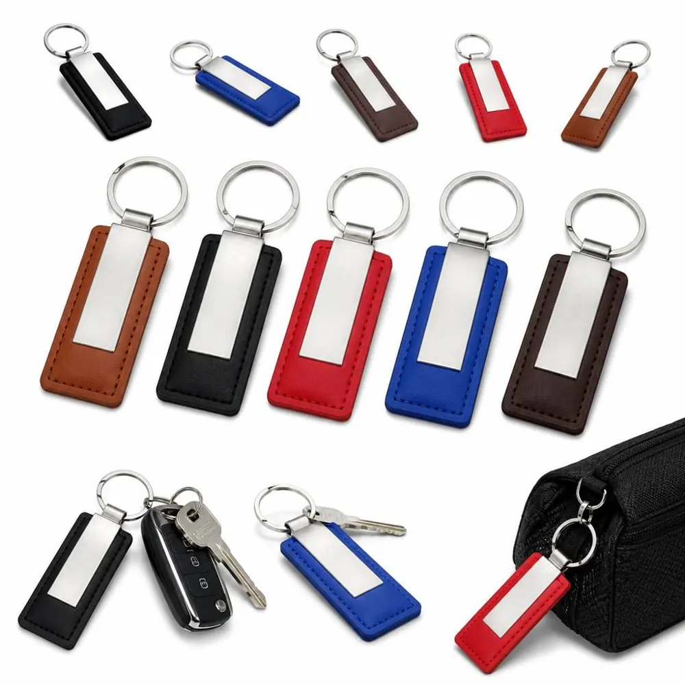 Genuine Leather Keychain with Rustproof Metal Ring 2