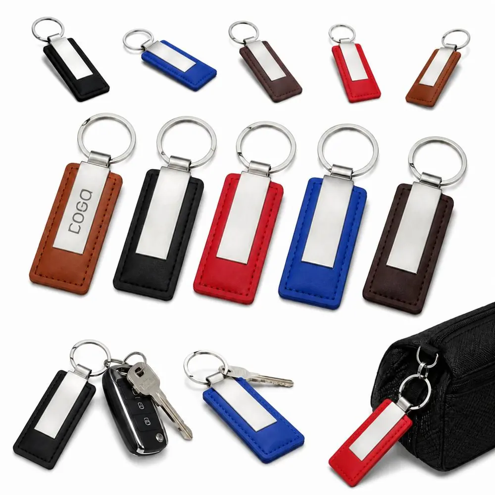 Genuine Leather Keychain with Rustproof Metal Ring