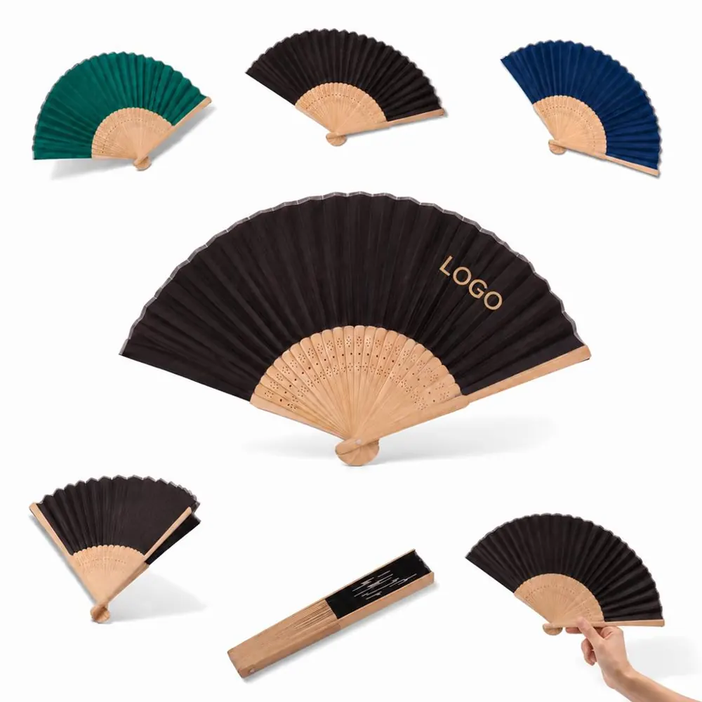 Customizable Bamboo Folding Fan with Multi-Color Design