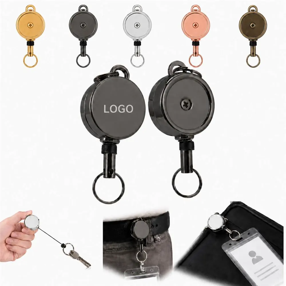 Alloy Retractable Keychain Lanyard with Smooth Extendable