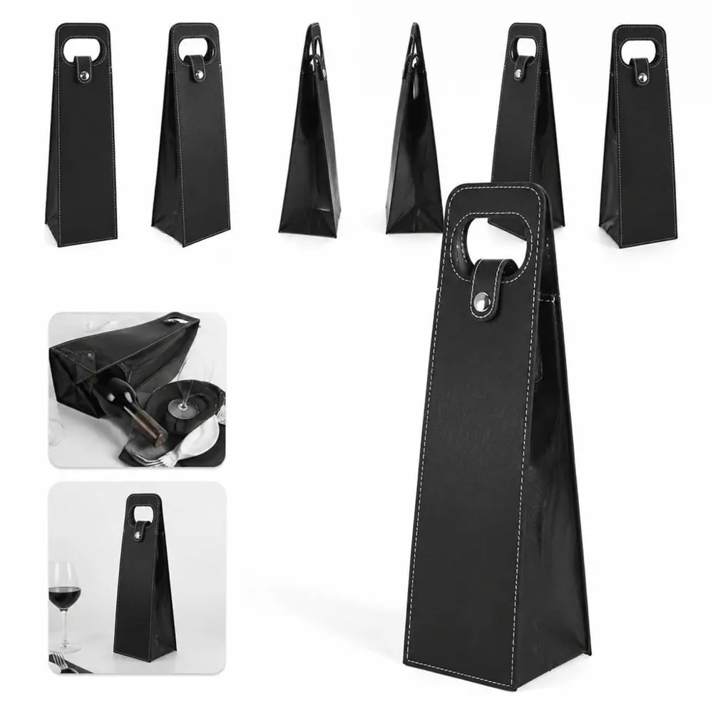 PU Leather Wine Tote Bag with Padded Interior for 1-2 2