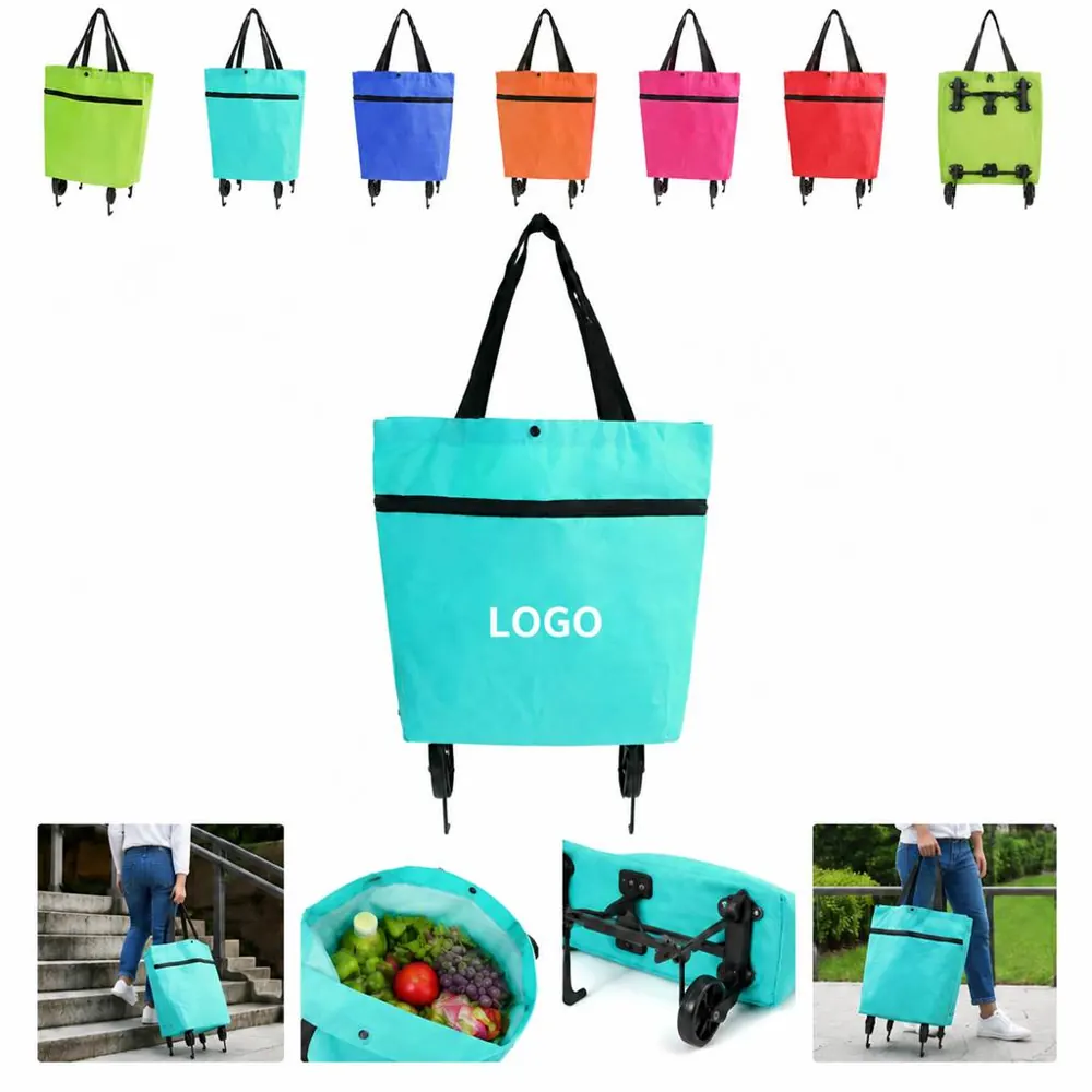 Foldable Shopping Trolley with Wheels, Portable