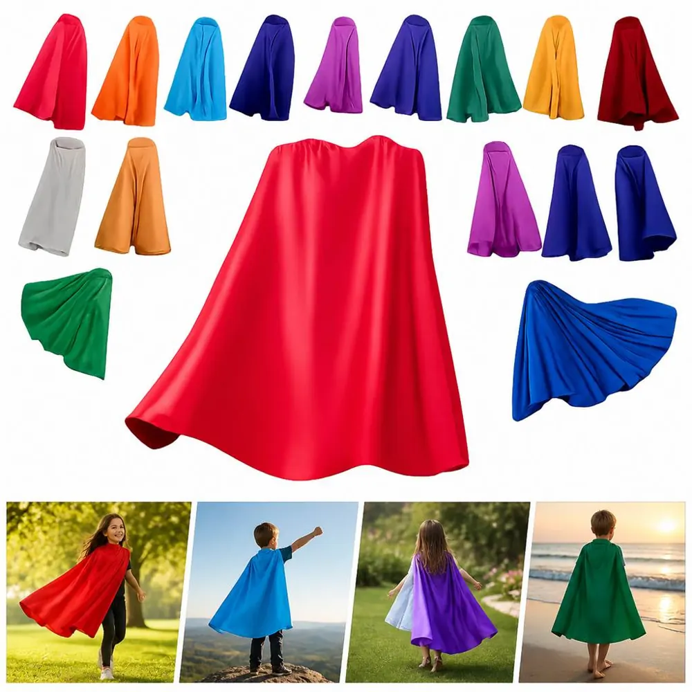 Kids Shiny Satin Hero Cape for Costume Parties 2