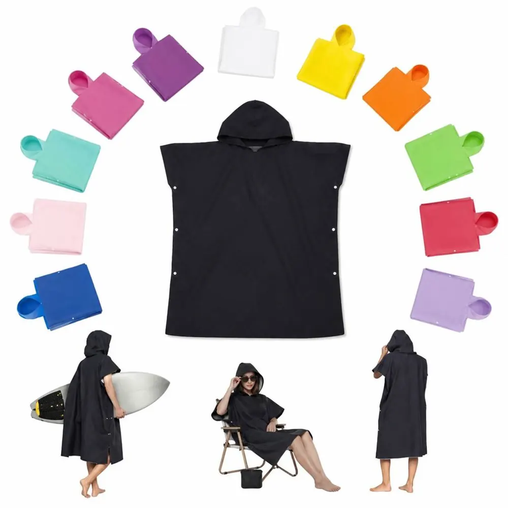 Microfiber Hooded Poncho Bathrobe, Quick-Dry Absorbent 2