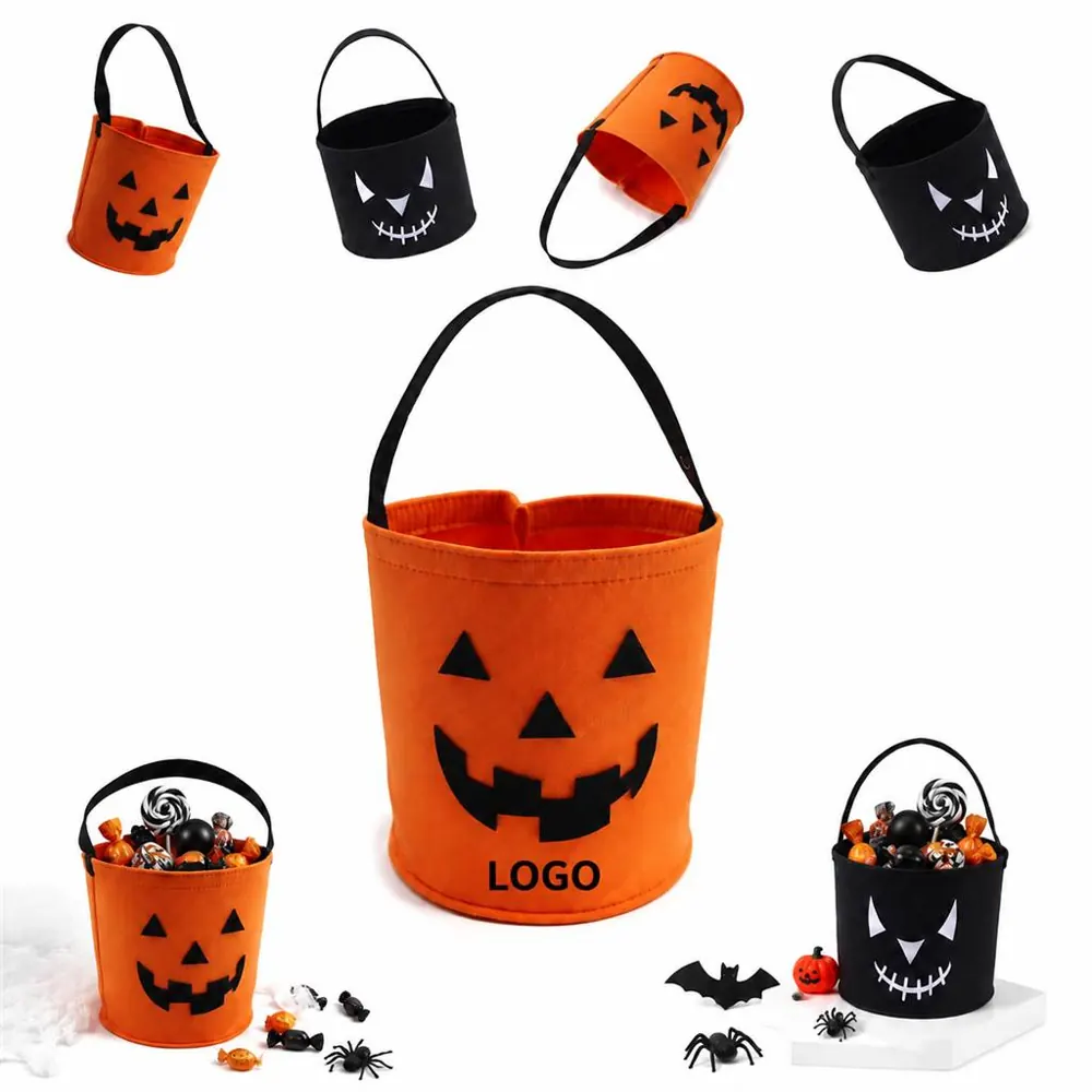 Halloween Felt Candy Bucket with Reinforced Handles