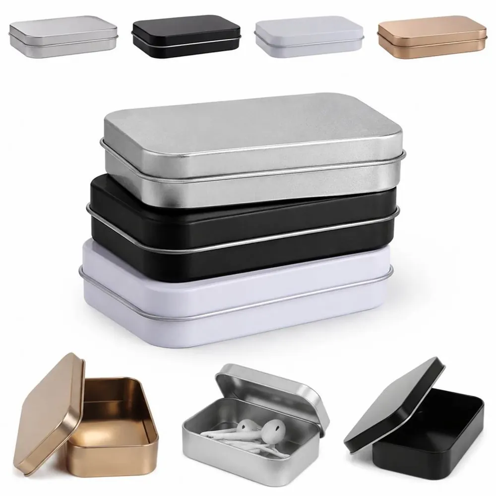 Metal Hinged Tin Box Container for Jewelry Storage 2