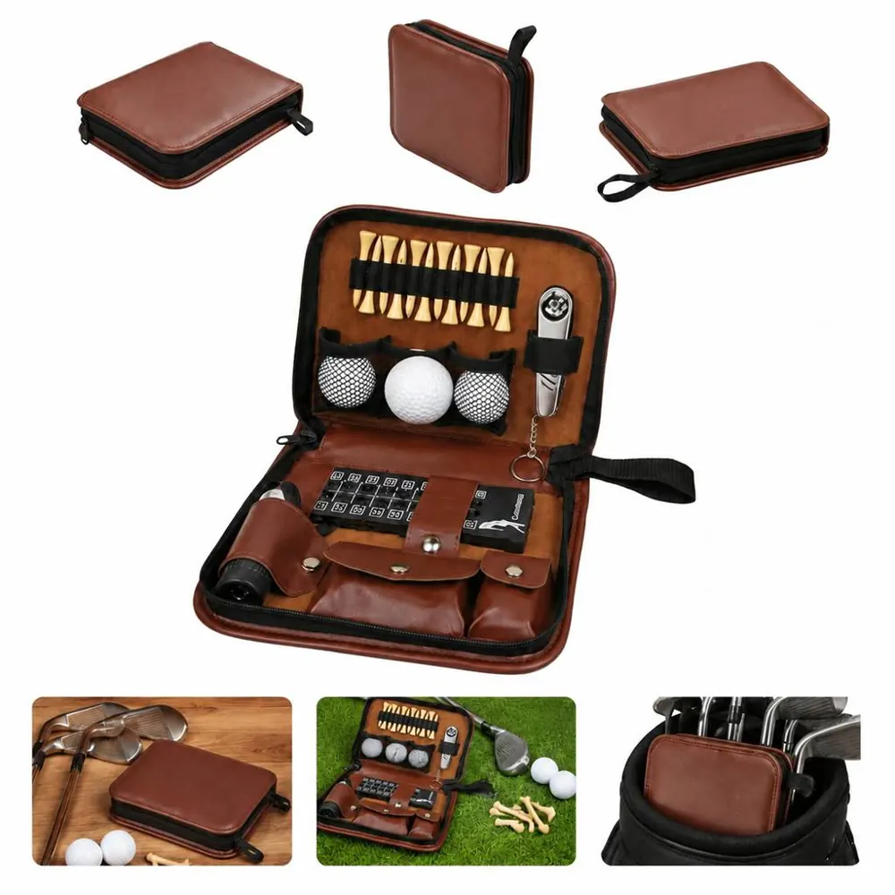 PU Leather Golf Accessory Set with Tees, Markers & Divot 2