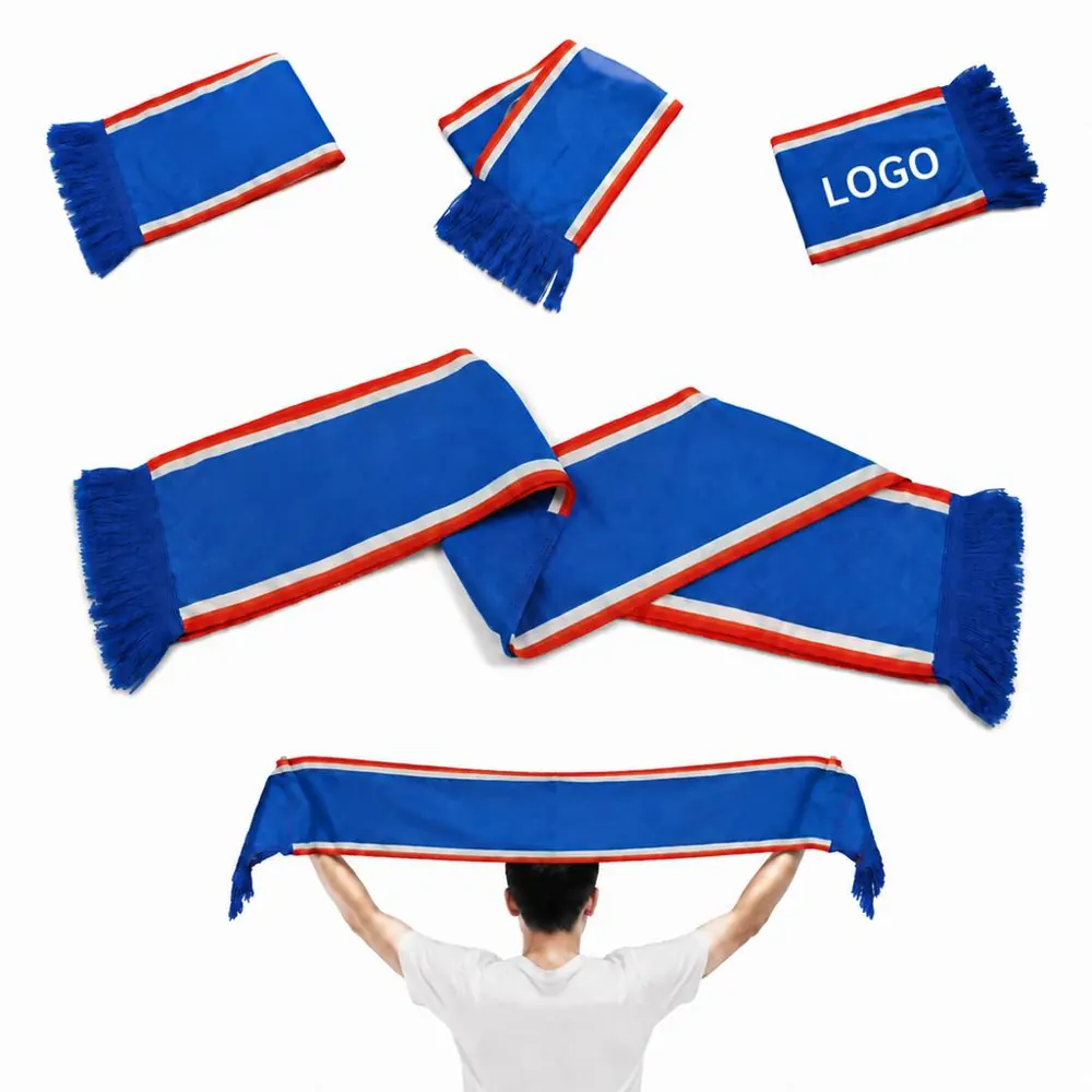 Custom Team Logo Scarf with Tassels for Stadium Wear