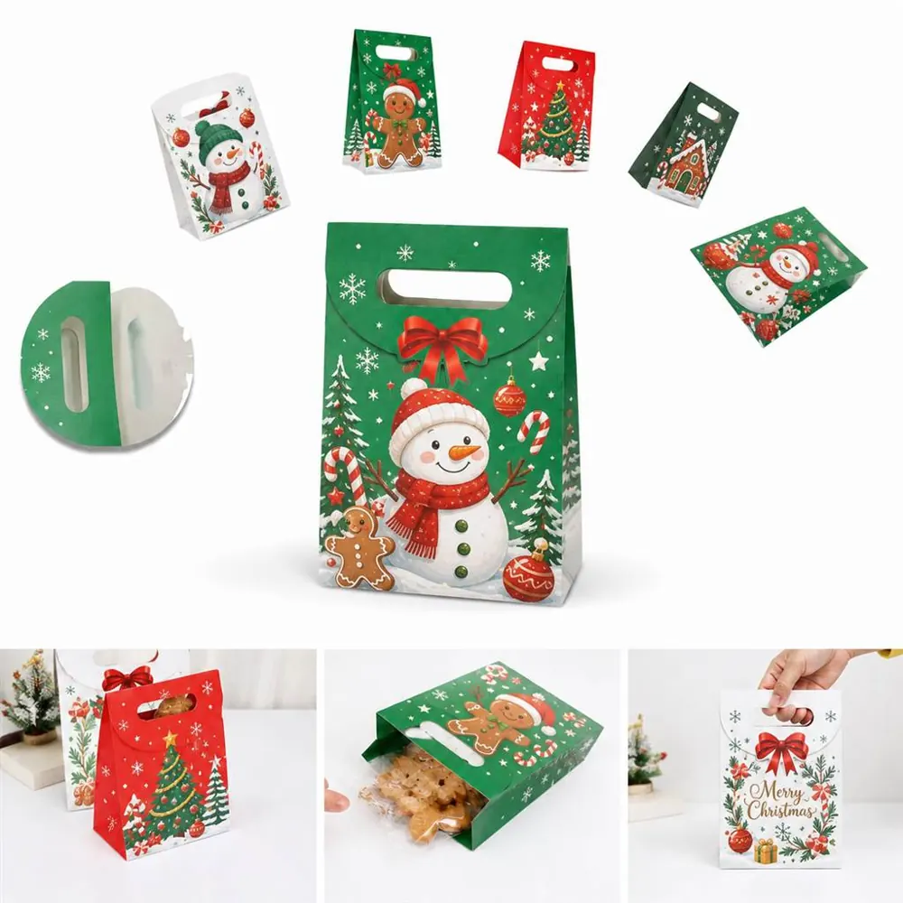 Fold Over Christmas Gift Bags with Handles and Adhesive 2