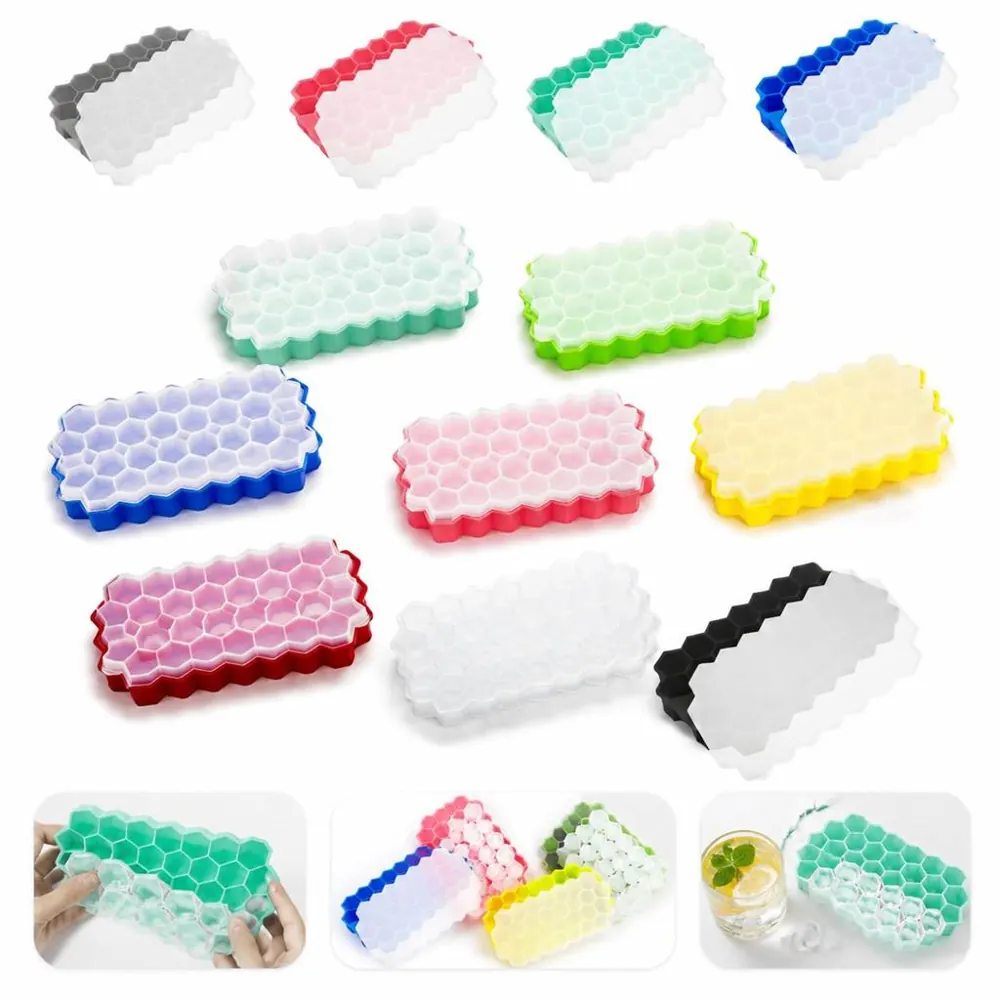 Honeycomb Silicone Ice Cube Tray, 37-Slot Flexible Mold 2