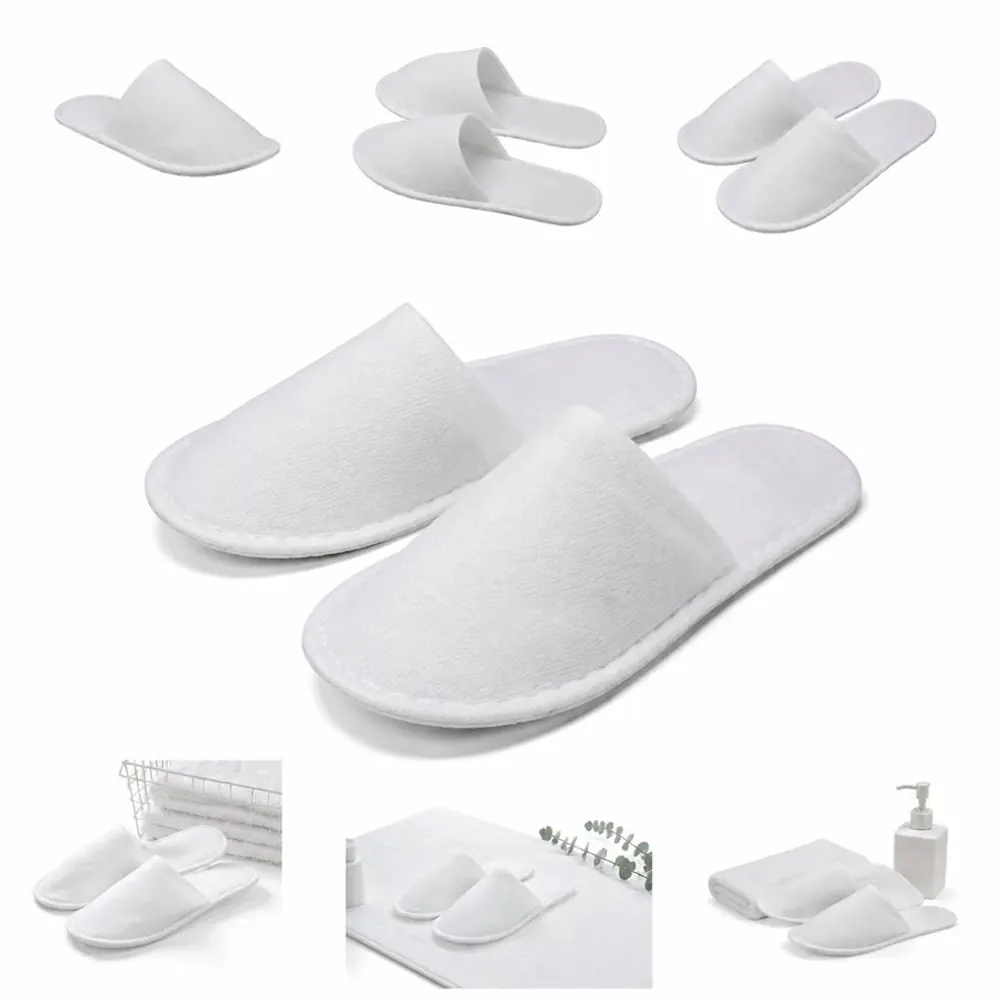 White Non-Woven Disposable Slippers with Non-Slip Sole 2