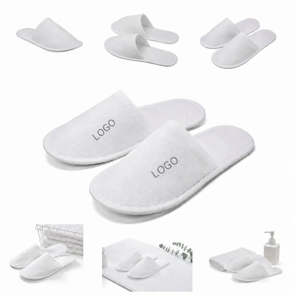 White Non-Woven Disposable Slippers with Non-Slip Sole