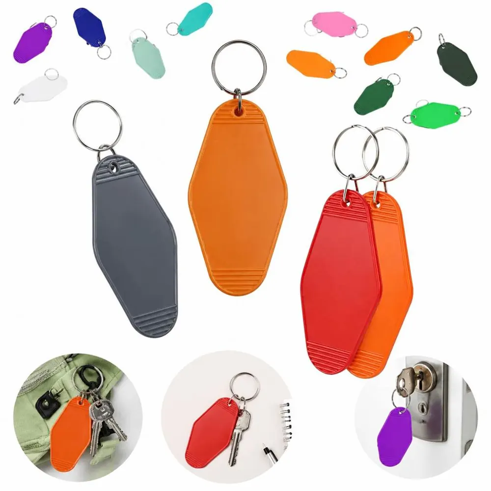 Diamond Plastic Key Tag with Metal Ring, Labelable Design 2