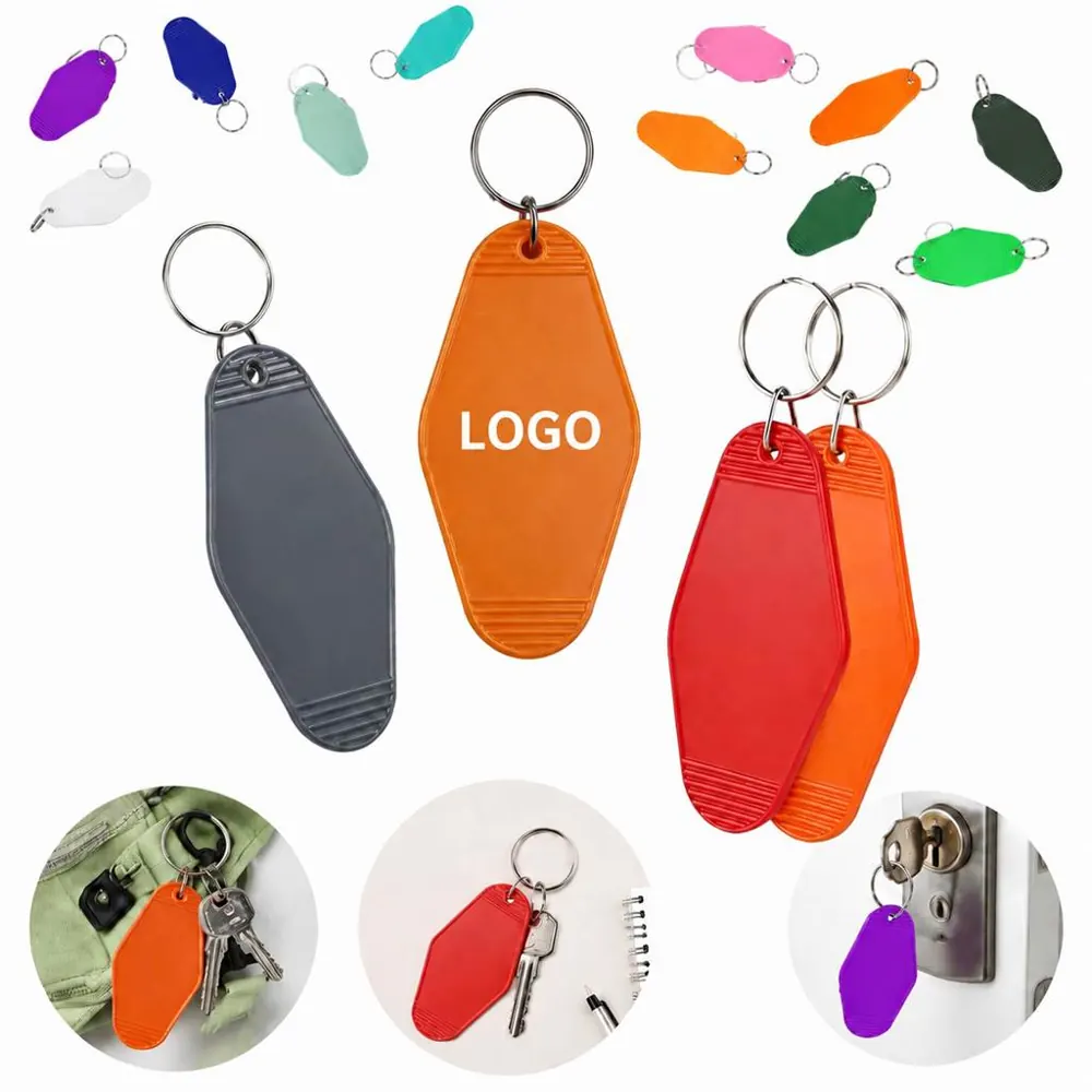 Diamond Plastic Key Tag with Metal Ring, Labelable Design