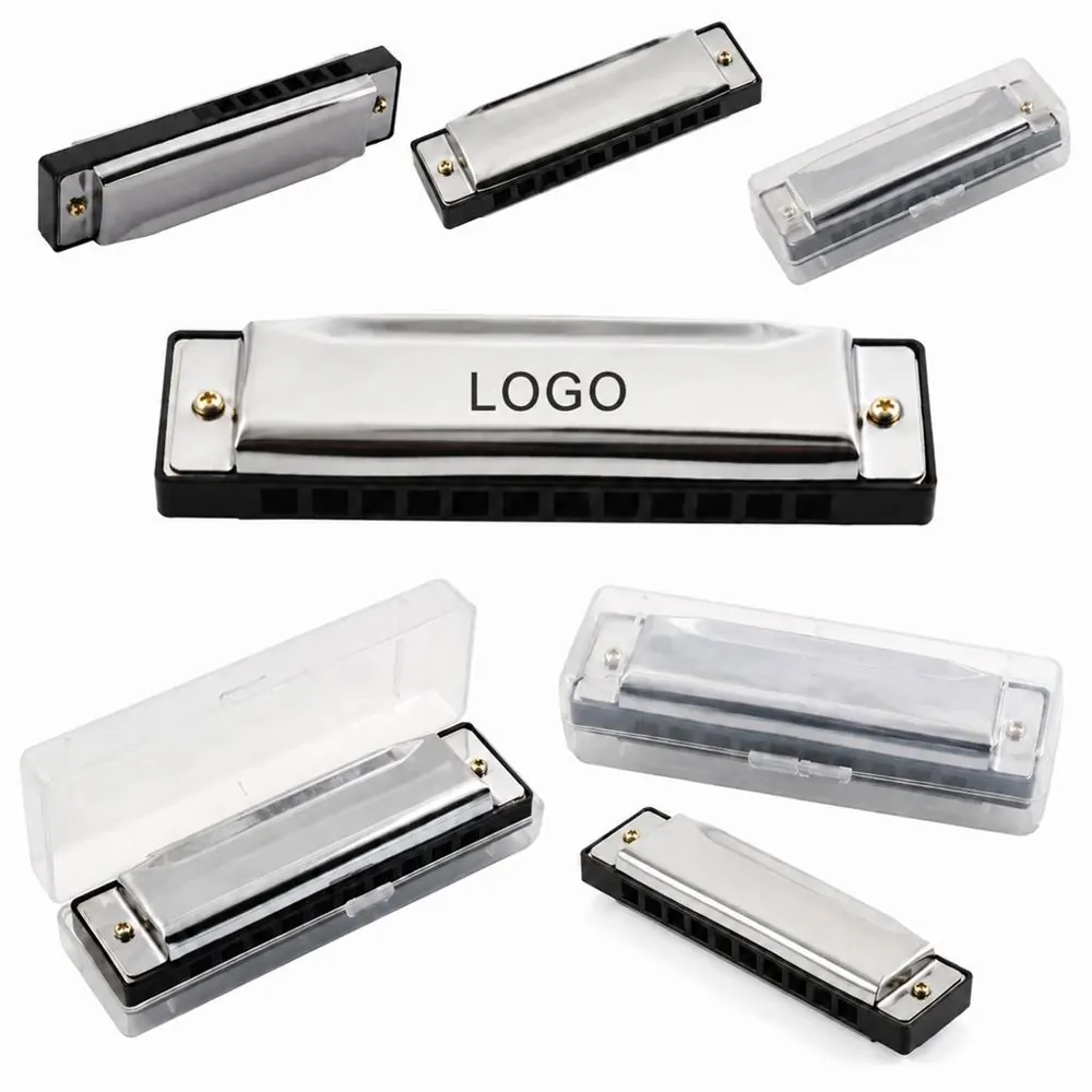 Customizable 10-Hole Metal Harmonica with Case