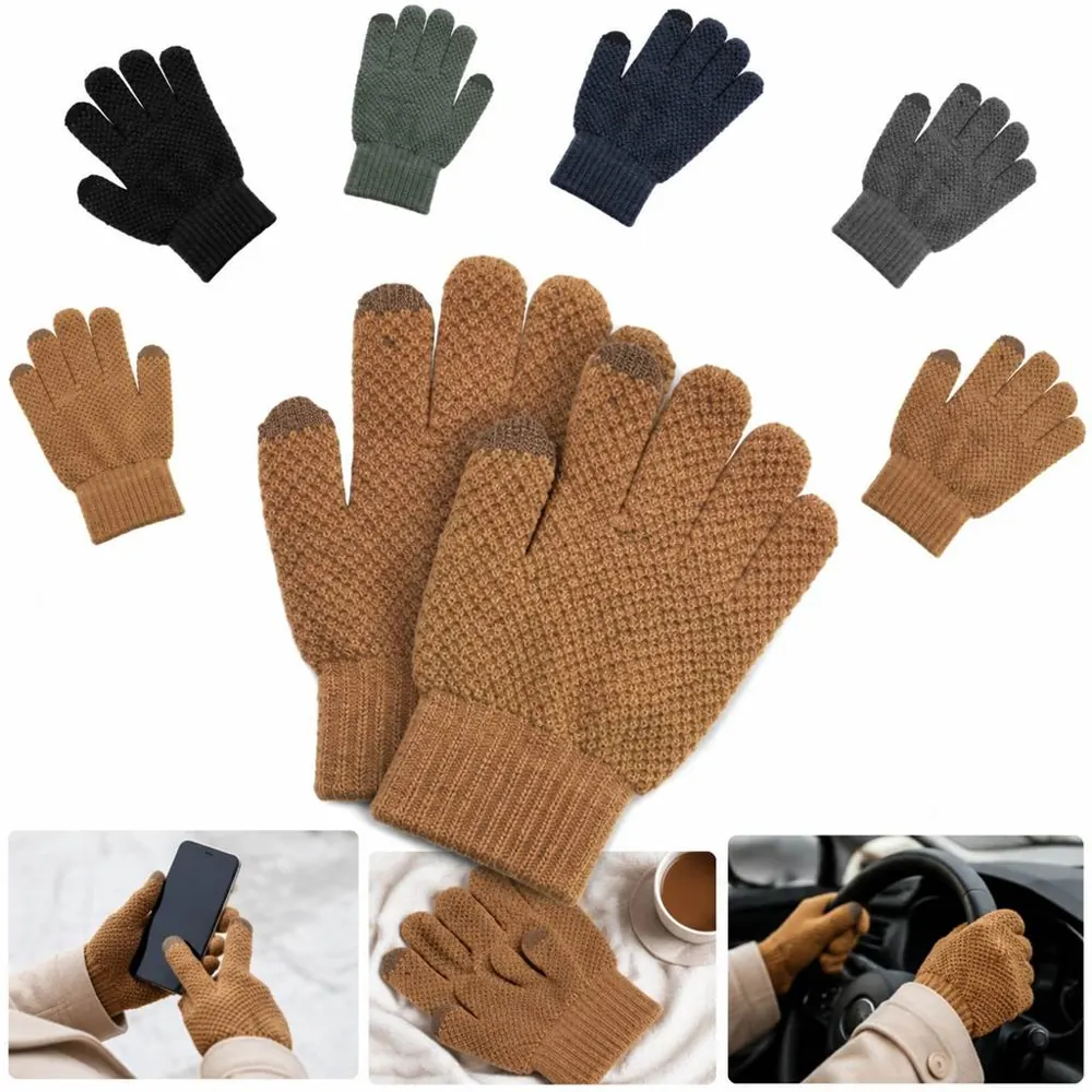 Touchscreen Knit Gloves for Winter Warmth 2