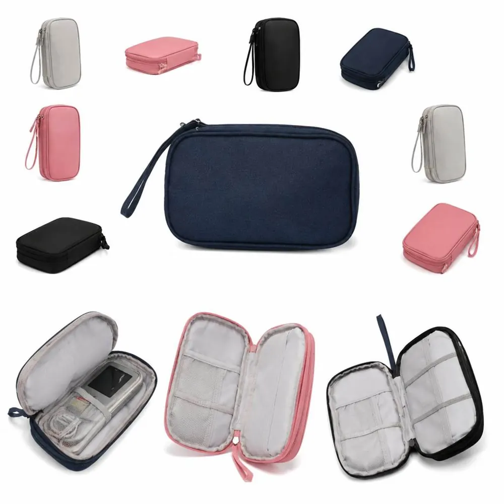 Compact Oxford Cable Organizer Bag, Two-Layer Travel Storage 2