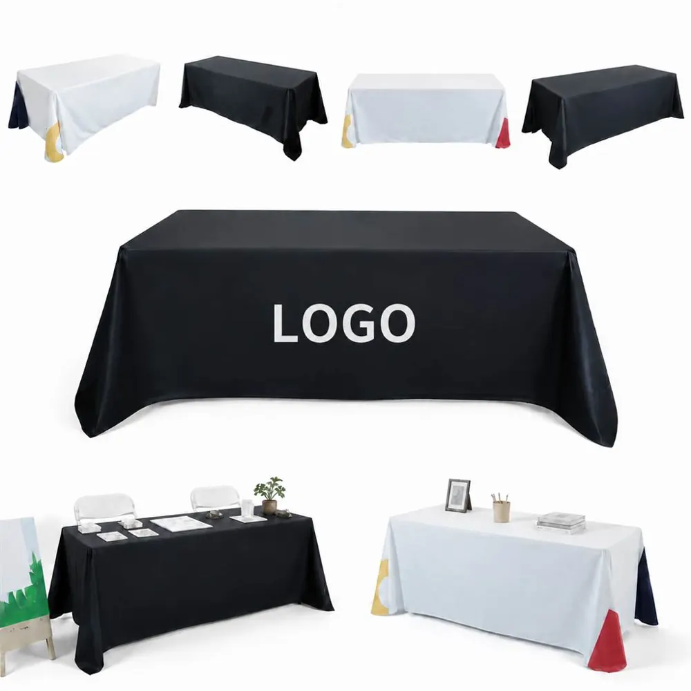 Custom Logo 6ft Tablecloth for Events, Wrinkle-Resistant