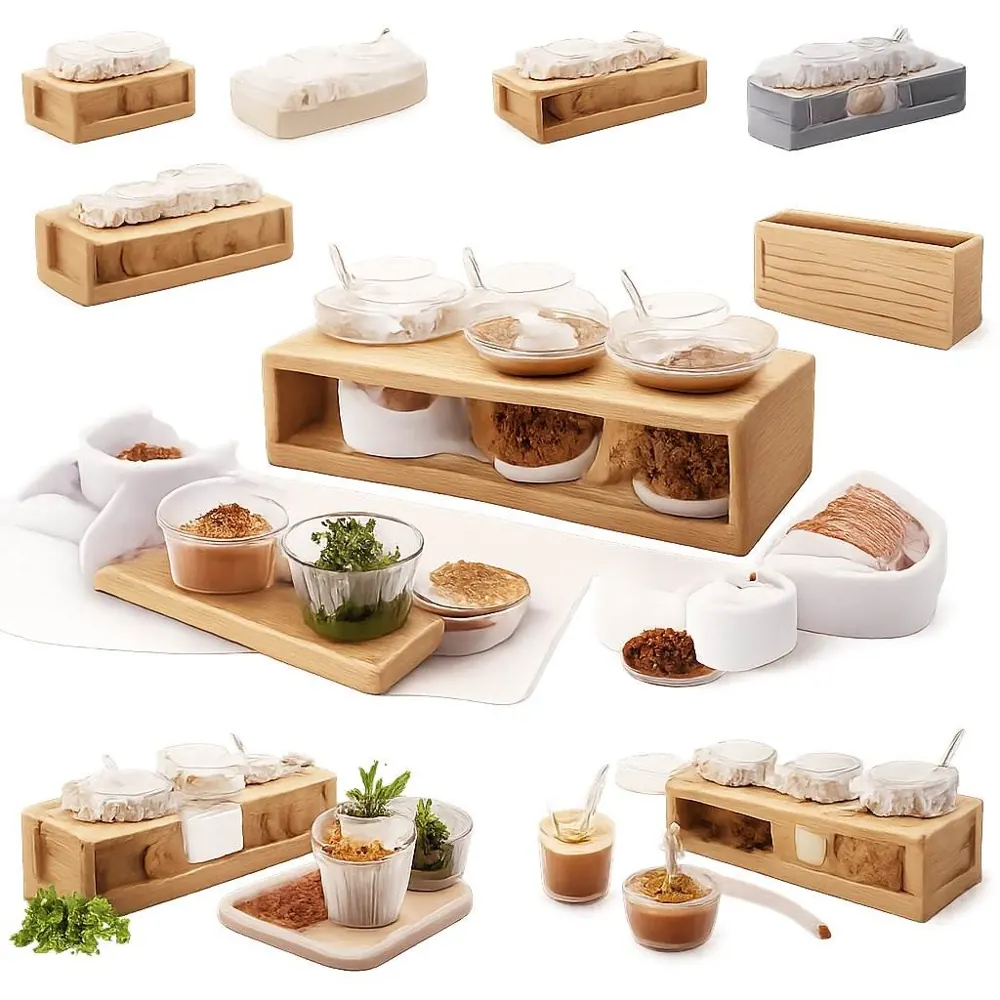 Glass Seasoning Jar Set with Bamboo Tray and Spoons 2
