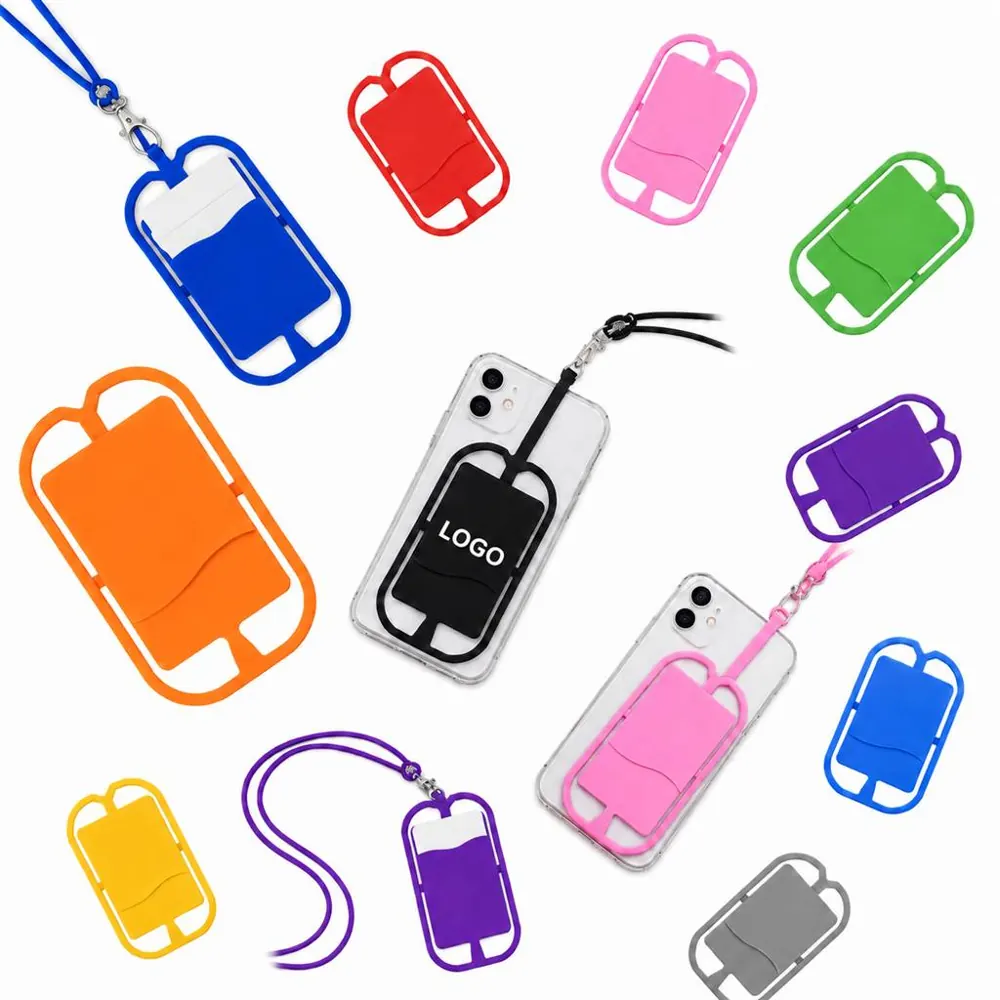 Silicone Phone Holder Lanyard with Card Slot Wallet