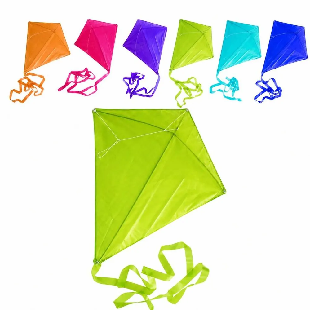 Solid Color Diamond Kite with Long Tail for Outdoor Fun 2