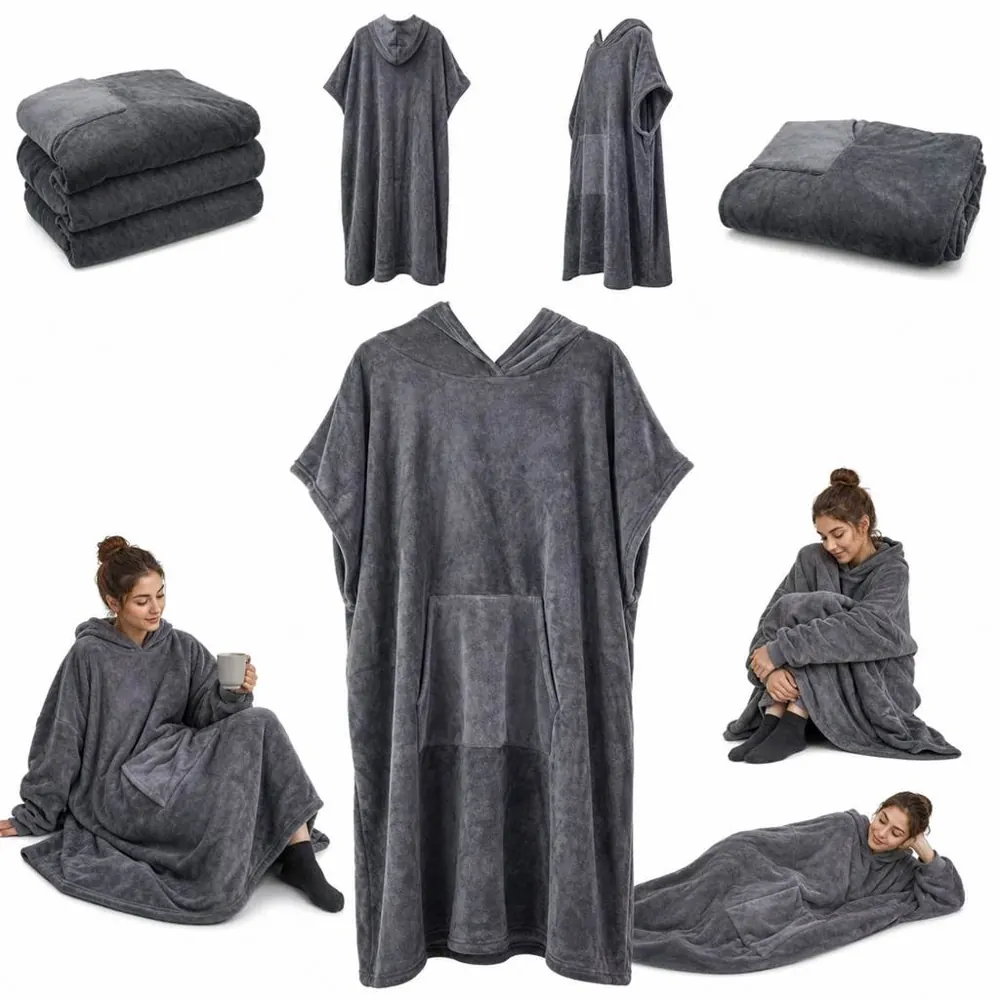 Quick-Dry Hooded Bathrobe with Pocket for Men & Women 2