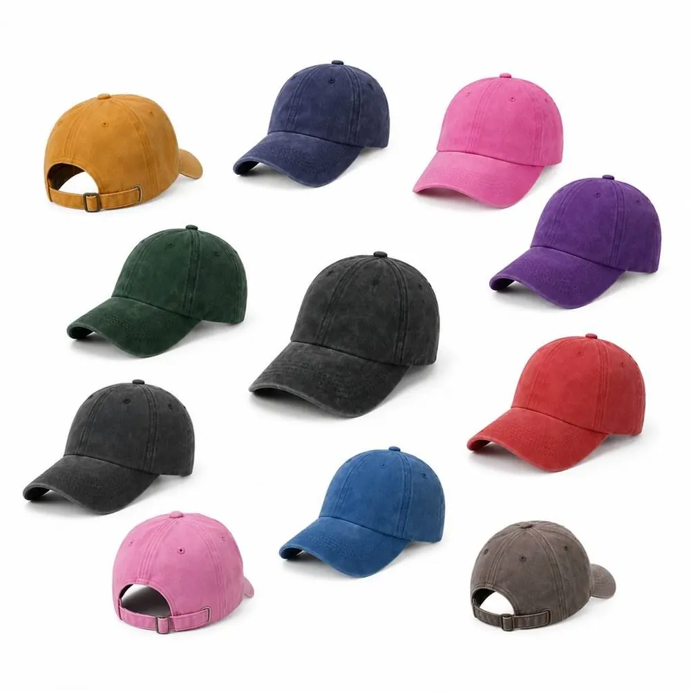 Vintage Washed Cotton Baseball Cap with Adjustable Strap 2