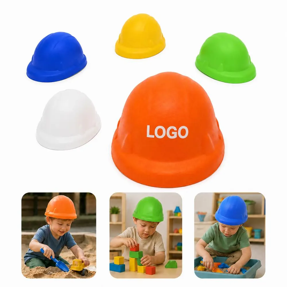 Kids Construction Helmet Toy Set Soft Squeezable Stress