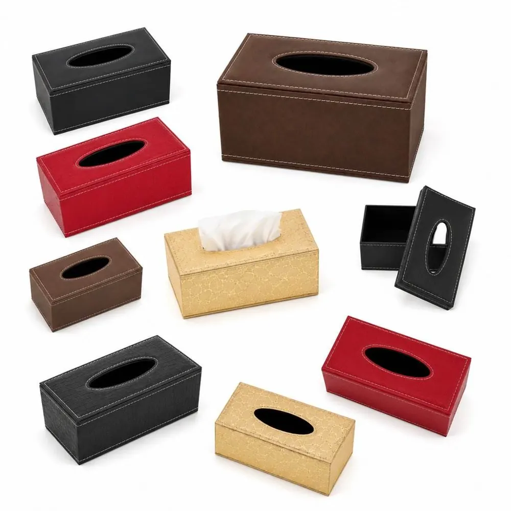 PU Leather Tissue Box Holder with Top Opening Design 2