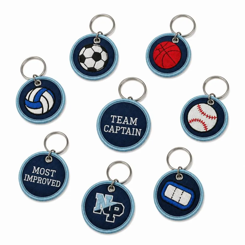 Custom PU Leather Keychain with Personalized Embroidery 2