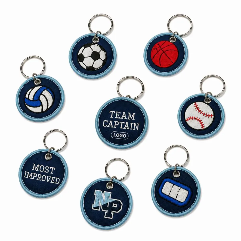 Custom PU Leather Keychain with Personalized Embroidery
