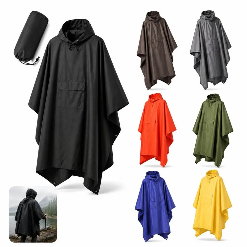 Waterproof Hooded Rain Poncho Lightweight for Outdoor 2