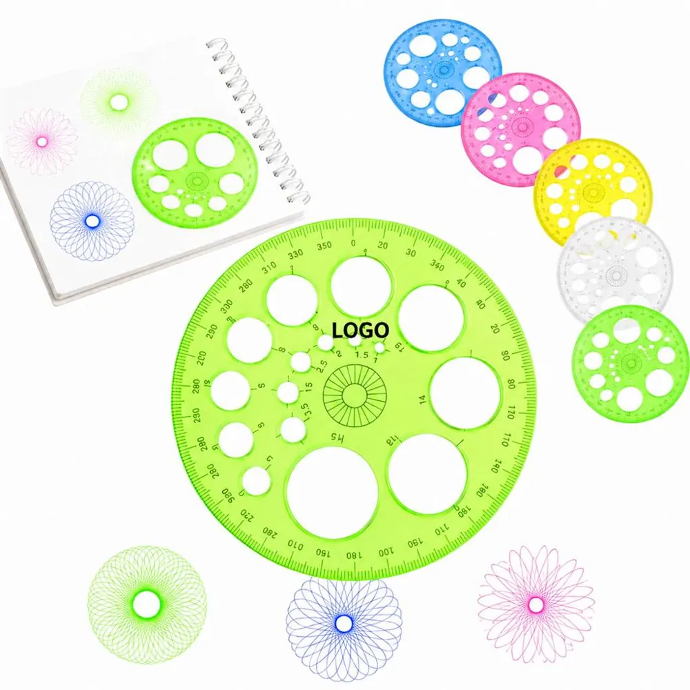 Multi-Circle Plastic Drawing Ruler for Geometric Stencils