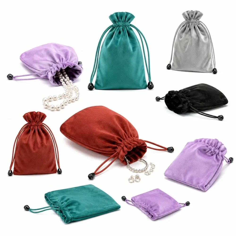 Soft Velvet Drawstring Pouch for Jewelry and Cards Storage 2